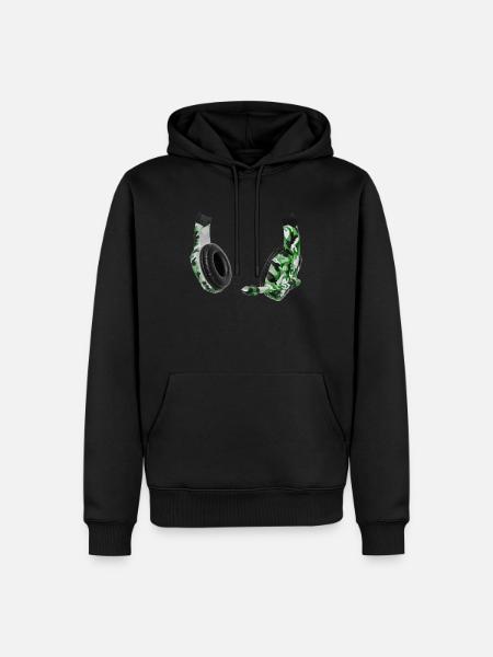 Gamer camouflage headphone - Männer Premium Bio Hoodie - Schwarz