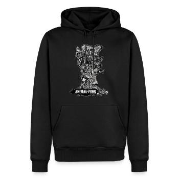 Mr. Cat SteamPunk TierPunk - Männer Premium Bio Hoodie - Schwarz - Vorne - Nico (187cm)