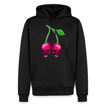 Skull Kirsche Pink - Männer Premium Bio Hoodie - Schwarz - Vorne - Nico (187cm)