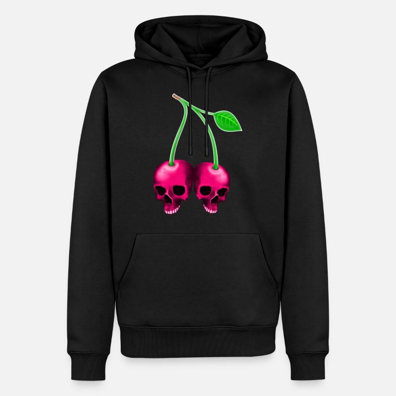 Skull Kirsche Pink - Männer Premium Bio Hoodie - Schwarz