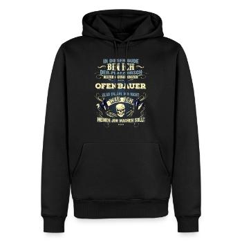 Edles Berufe-Shirt für den Ofenbauer - Männer Premium Bio Hoodie - Schwarz - Vorne - Nico (187cm)