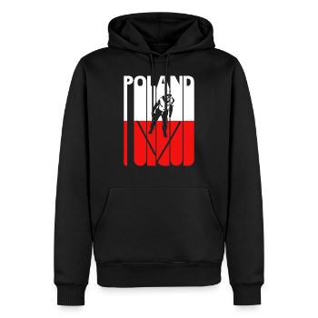 Vintage Skiing.Ski Jumping.Winter Sports Pologne - Sweat à capuche Premium bio Homme - noir - Devant - Nico (187cm)