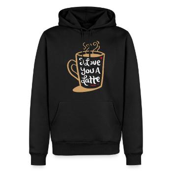 I Love You a Latte Funny Valentines Pun Gift - Men’s Premium Organic Hoodie - black - Front - Nico (187cm)