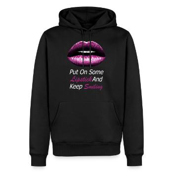 lèvres rose baiser bouche rouge à lèvres illustration - Sweat à capuche Premium bio Homme - noir - Devant - Nico (187cm)