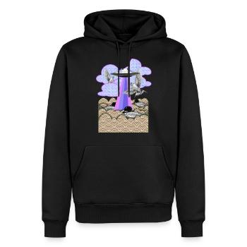 Flamingo - Men’s Premium Organic Hoodie - black - Front - Nico (187cm)