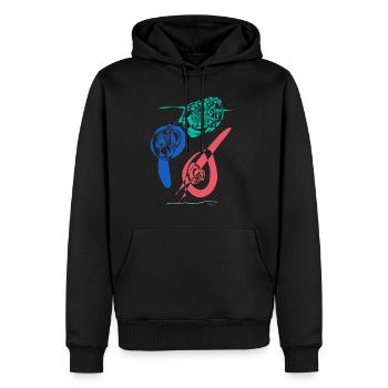 Dessin abstrait Les bouteilles fissurées - Sweat à capuche Premium bio Homme - noir - Devant - Nico (187cm)