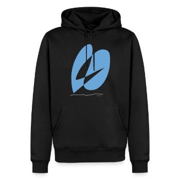 Le dessin abstrait les gouttes de pluie amoureuses - Sweat à capuche Premium bio Homme - noir - Devant - Nico (187cm)