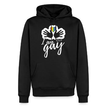 Ich bin Schwul - Männer Premium Bio Hoodie - Schwarz - Vorne - Nico (187cm)