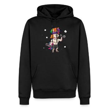 Einhorn Gym Fitness - Männer Premium Bio Hoodie - Schwarz - Vorne - Nico (187cm)