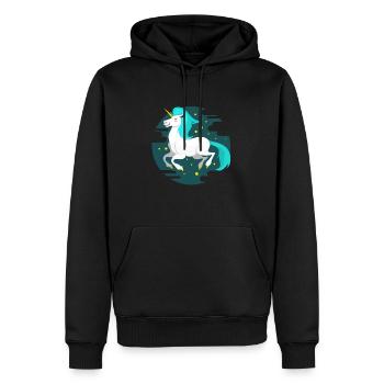 Étoiles de cheval licorne blague peluche paillettes - Sweat à capuche Premium bio Homme - noir - Devant - Nico (187cm)