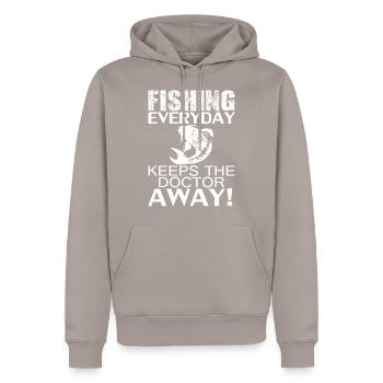 Don de pêcheurs - Sweat à capuche Premium bio Homme - taupe - Devant - Nico (187cm)