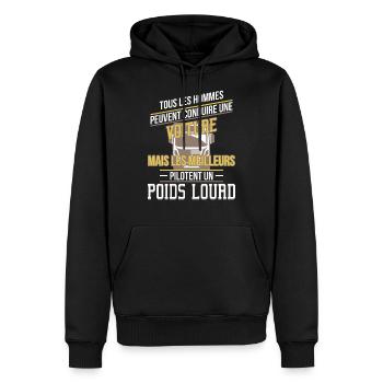Poids lourd - les meilleurs - Sweat à capuche Premium bio Homme - noir - Devant - Nico (187cm)