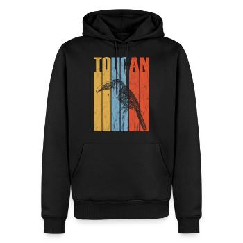 Rétro Vintage Toucan Oiseau Exotique Coloré Banane - Sweat à capuche Premium bio Homme - noir - Devant - Nico (187cm)