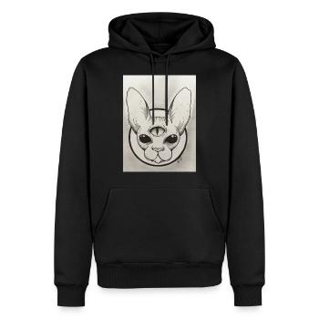Katze - Männer Premium Bio Hoodie - Schwarz - Vorne - Nico (187cm)