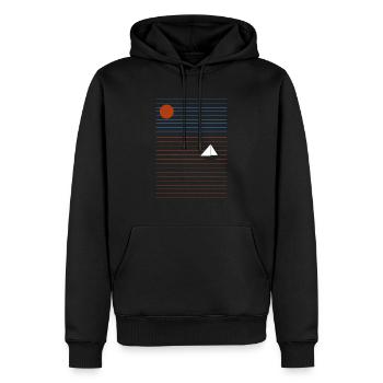 Coucher de soleil minimalisme sur la mer avec voilier - Sweat à capuche Premium bio Homme - noir - Devant - Nico (187cm)