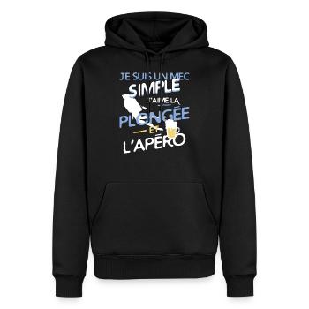 Plongée - Un mec simple - Sweat à capuche Premium bio Homme - noir - Devant - Nico (187cm)