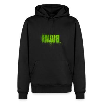 Jakob - Männer Premium Bio Hoodie - Schwarz - Vorne - Nico (187cm)