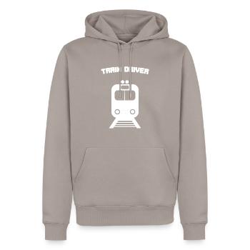 Voie de locomotive - Sweat à capuche Premium bio Homme - taupe - Devant - Nico (187cm)