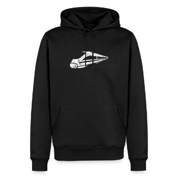 Chef de section de train - Sweat à capuche Premium bio Homme - noir - Devant - Nico (187cm)