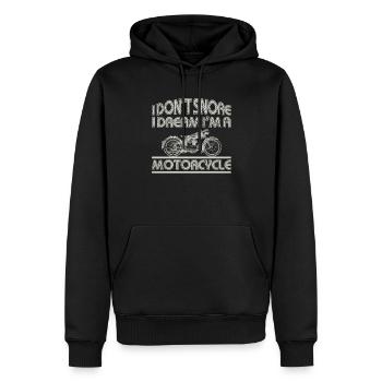 Cadeau motocycliste Je ne ronfle pas rêve je suis un - Sweat à capuche Premium bio Homme - noir - Devant - Nico (187cm)