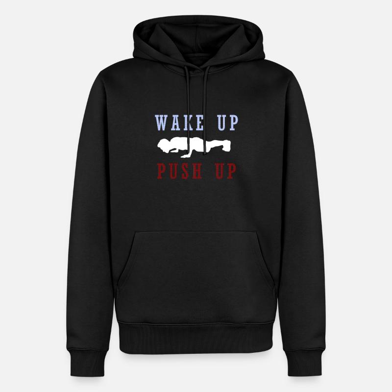 Push up Motivation mit Bild und Spruch - Männer Premium Bio Hoodie - Schwarz