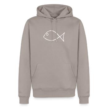 Christianisme - Sweat à capuche Premium bio Homme - taupe - Devant - Nico (187cm)