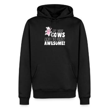 Éleveur de vaches laitières Mes vaches laitières sont pissées - Sweat à capuche Premium bio Homme - noir - Devant - Nico (187cm)