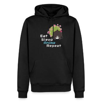 Anime Panda Liebhaber Essen Schlaf Anime Wiederholung - Männer Premium Bio Hoodie - Schwarz - Vorne - Nico (187cm)