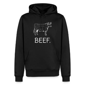 Fleisch - Männer Premium Bio Hoodie - Schwarz - Vorne - Nico (187cm)