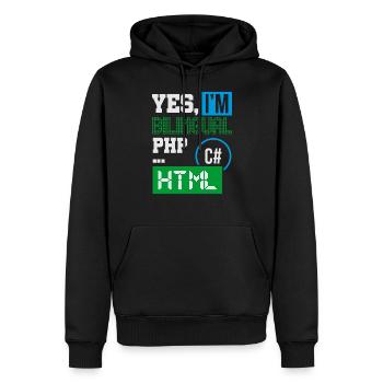 Computerprogrammierer Humor Ja, ich bin zweisprachig HTML - Männer Premium Bio Hoodie - Schwarz - Vorne - Nico (187cm)