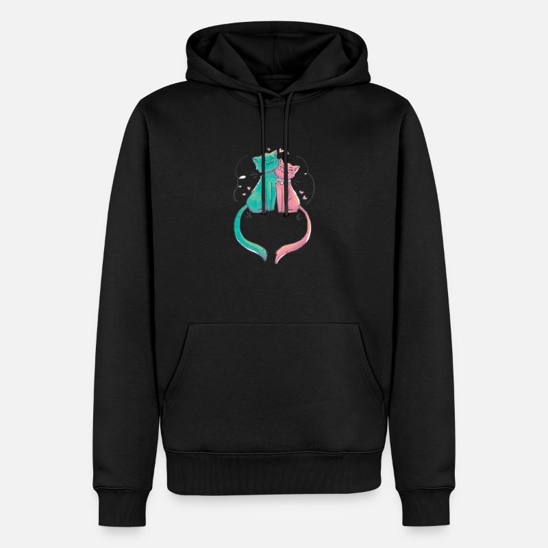 Chat l’amour cadeau - Sweat à capuche Premium bio Homme - noir