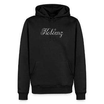 Koblenz - Männer Premium Bio Hoodie - Schwarz - Vorne - Nico (187cm)
