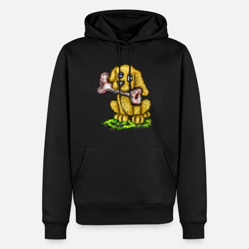Hündchen mit Knochen - Männer Premium Bio Hoodie - Schwarz