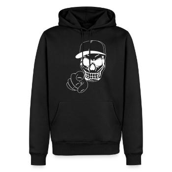 Crâne - Sweat à capuche Premium bio Homme - noir - Devant - Nico (187cm)