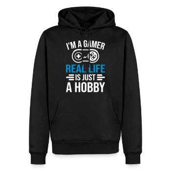 Gamer Real Life - Männer Premium Bio Hoodie - Schwarz - Vorne - Nico (187cm)