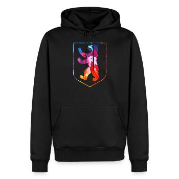 Berlin Wappen Bunt - Männer Premium Bio Hoodie - Schwarz - Vorne - Nico (187cm)