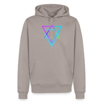 Modern Neon Triangle - Men’s Premium Organic Hoodie - taupe - Front - Nico (187cm)