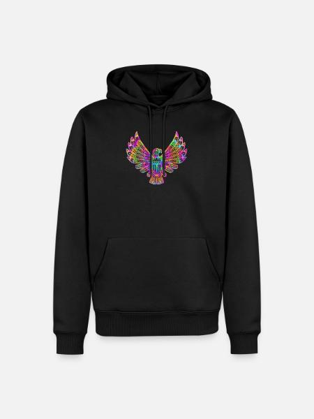 Psychedelischer Ureinwohner-Vogel - geistiges Geschenk - Männer Premium Bio Hoodie - Schwarz