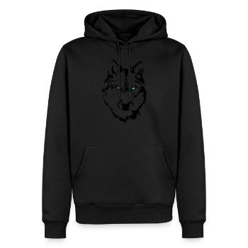Wolf - Männer Premium Bio Hoodie - Schwarz - Vorne - Nico (187cm)