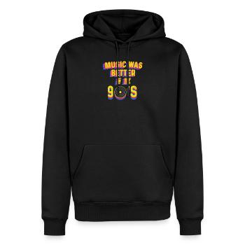 La musique était meilleure dans les années 90 - Vinyle rétro des années 90 - Sweat à capuche Premium bio Homme - noir - Devant - Nico (187cm)