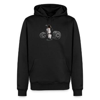 Deadlift Penguin - Funny Gym Bird Bodybuilder Gift - Men’s Premium Organic Hoodie - black - Front - Nico (187cm)