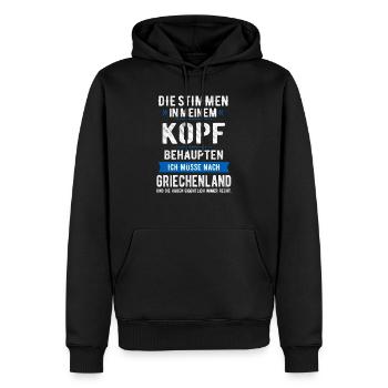 STIMMEN IM KOPF - GRIECHENLAND - SPRUCH - T-SHIRT - Männer Premium Bio Hoodie - Schwarz - Vorne - Nico (187cm)
