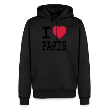 Ich liebe Paris - Männer Premium Bio Hoodie - Schwarz - Vorne - Nico (187cm)