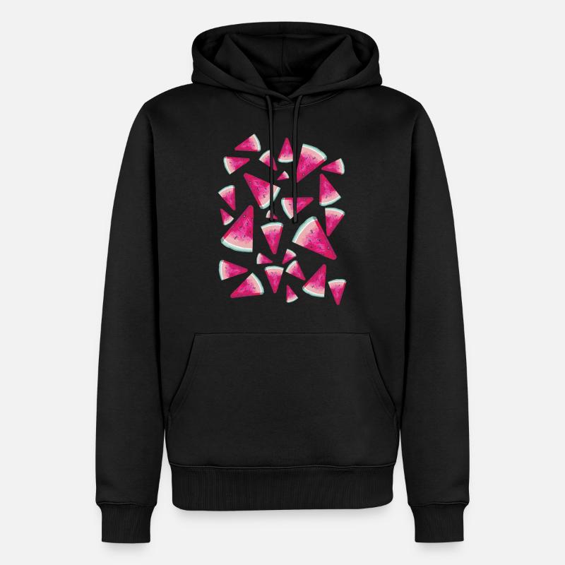 Melone Wassermelone Pattern - Männer Premium Bio Hoodie - Schwarz
