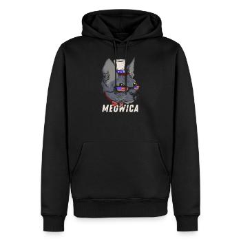 Meowica Merica Sphynx - Patriotic American Cat Pun - Men’s Premium Organic Hoodie - black - Front - Nico (187cm)