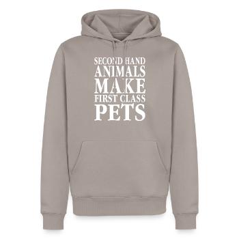 Sauvetage d'animaux Les animaux d'occasion font d'abord - Sweat à capuche Premium bio Homme - taupe - Devant - Nico (187cm)