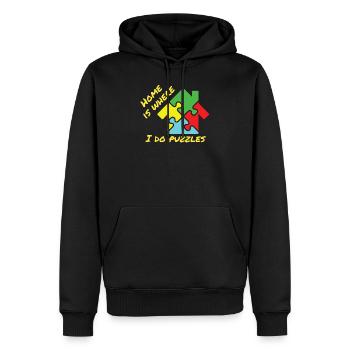 Puzzle Lover Home est l’endroit où je fais des puzzles - Sweat à capuche Premium bio Homme - noir - Devant - Nico (187cm)