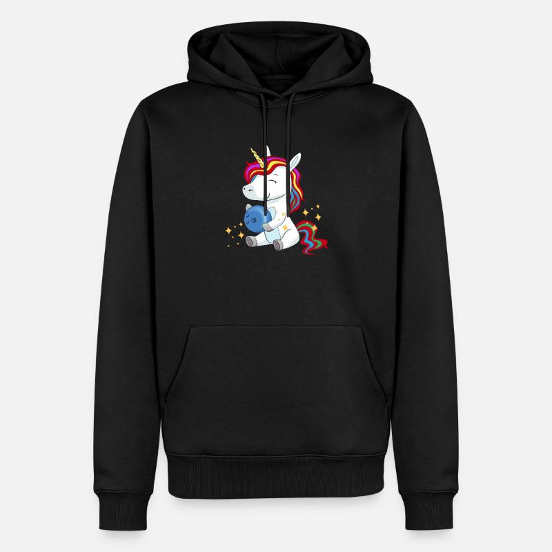 Bowling Unicorn Unicorn Comic Glitter Sweet Gift - Sweat à capuche Premium bio Homme - noir