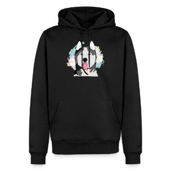 Vecteur Husky (1) - Sweat à capuche Premium bio Homme - noir - Devant - Nico (187cm)