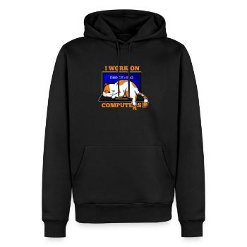 Katze und Computer, die Programmierergeschenk zerhacken - Männer Premium Bio Hoodie - Schwarz - Vorne - Nico (187cm)